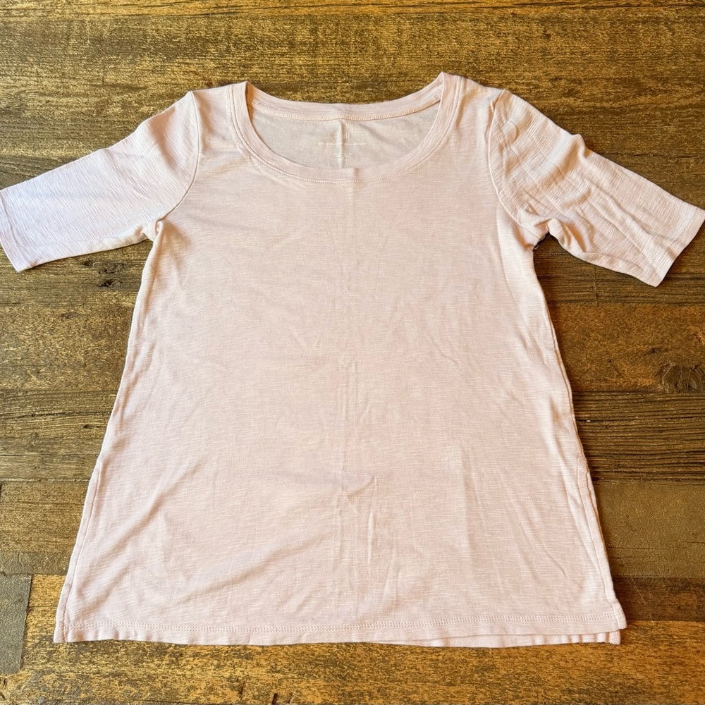 J.Jill Pima Scoop-Neck Elbow-Sleeve Tee Pink Size XSP - Picture 3 of 8